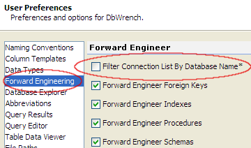 Filter Database Connections by Database Name