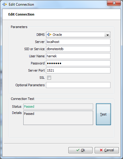 Oracle SID Sample Connection
