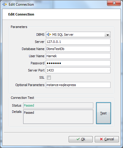 MS SQL Server Sample Connection with Instance Specified